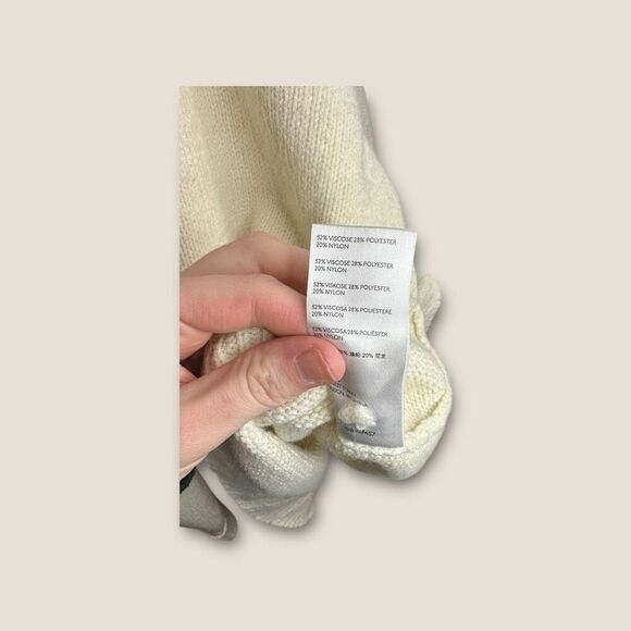 By Anthropologie Cold Shoulder Knit Long Sleeve Sweater Cream Size Medium - Picture 6 of 6